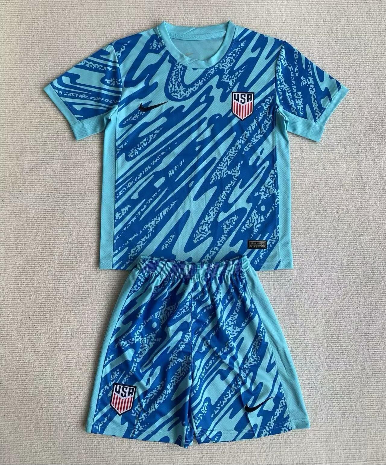 Kids-USA 2024 GK Blue Soccer Jersey